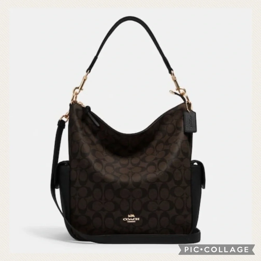 Used 1X Coach Walnut Brown/Black Pennie Signature Leather Crossbody Bag - Picture 2 of 11